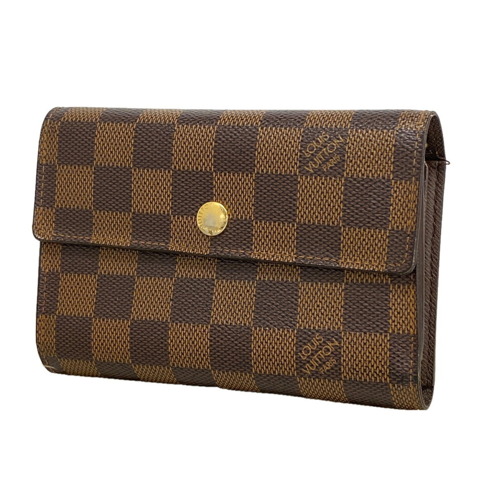 Louis Vuitton Tri-fold Wallet Damier Portefeuille Alexandra N63067 Ebene Women's